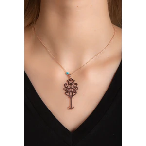 Hiç Gümüş El-Vedüd Yazılı  Rose Altın Kaplama   Kadın Gümüş Kolye 925 Ayar