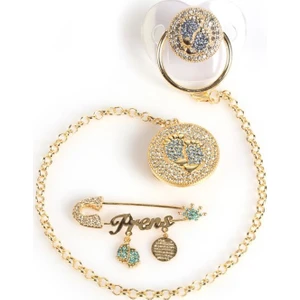 Sahi Aksesuar Kristal Taşlı, Ayak Figürlü 3'lü Silikon Emzik Zinciri Seti