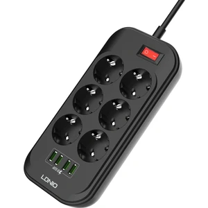 6'lı Akım Korumalı Priz 3.4A 4 Port USB Girişli -SE6403