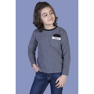 Erkek Çocuk Cep Üstü Şeritli T-Shirt