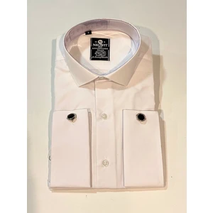 Beyaz Kol Düğmeli Slim Fit Gömlek