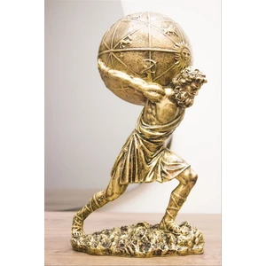 Antiochia Mobilya & Design Atlas Biblo Özel Tasarım Gold Heykel 30 cm Ev Dekor