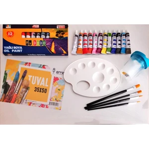 My Dido Tuval 35 x 50 cm + Yağlı Boya 12'li + Fırça + Palet + Su Kabı