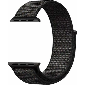 Apple Watch Uyumlu 1 2 3 4 5 38mm Kordon Kumaş Cırtcırtlı Kordon Siyah