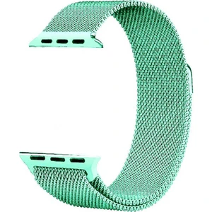 Apple Watch Uyumlu 42 mm Kılıf Metal Kayış Kordon Hasır Turkuaz