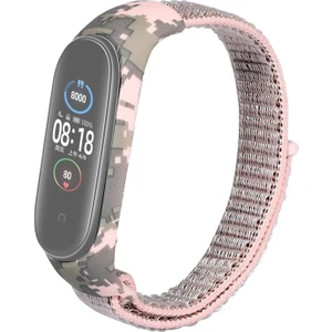 Xiaomi Mi Band 5 Kordon Kumaş Cırtcırt Kamuflaj Desenli Bronz