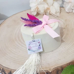 Hayaller Dükkanı 30 Adet Natural Süslü Flok Oval Kutu Nikah Şekeri