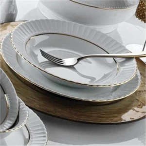 Kütahya Porselen Tabak Sedef Yaldızlı 25 cm. Servis Tabağı 6'lı