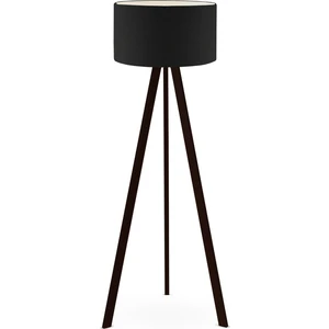 Tripod Ahşap Ayaklı Lambader Köşe Lambası Siyah Kumaş Dark