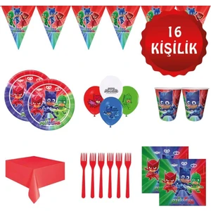 Parti Furyası Pj Masks Pijamaskeliler Pijamaske 16 Kişilik Doğum Günü Parti Süsleri Seti
