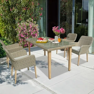 Evinizin Atölyesi Rattan Yemek Grubu, Bahçe Balkon Teras Koltuk Masa Sandalye Seti