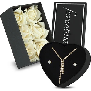 Güllü Kutuda Rose Su Yolu Kolye Küpe Set PS1640