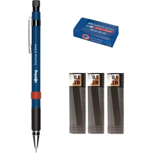 Visumax Versatil 0.5 mm Lacivert + Tombow Uç 3'lü + Faber-Castell Silgi Tekli
