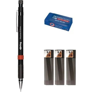 Visumax Versatil 0.5 mm Siyah + Tombow Uç 3'lü + Faber-Castell Silgi Tekli