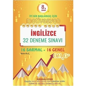 Omage Yayınları  8. Sınıf  Gold Motivasyon İngilizce 32 Deneme Sınavı (16 Sarmal + 16 Genel)