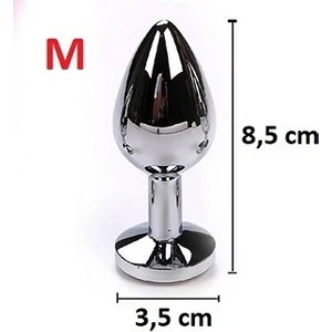 Medium Beden Orta Boy Anal Alıştırıcı ve Anal Açıcı Paslanmaz Saf Metal Taşlı Metal Plug