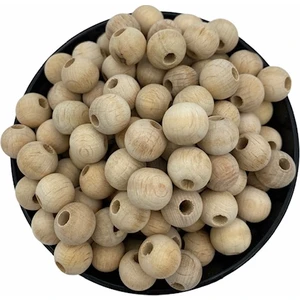 Hedef Bijuteri 14 mm Ham Ahşap Tahta Boncuk 100 gr 120 Adet Boncuk