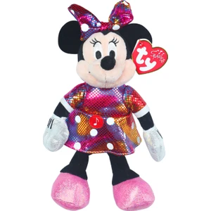 Parlak Gökkuşağı Elbiseli Minnie Mouse Sesli Peluş 15 cm