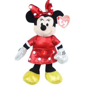 Parlak Kırmızı Elbiseli Minnie Mouse Sesli Peluş 15 cm