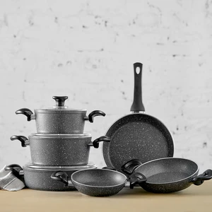 Bio Granit Premium Pinkgrey Mega 9 Parça Tencere Seti