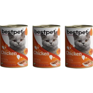 3 Adet Kitten Tavuk Etli Yavru Kedi Konservesi 400 gr