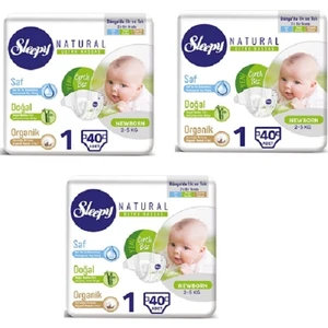 Natural Bebek Bezi 1 Numara Yenidoğan  40 x 3 'LÜ(120 Li) (2-5 Kg)