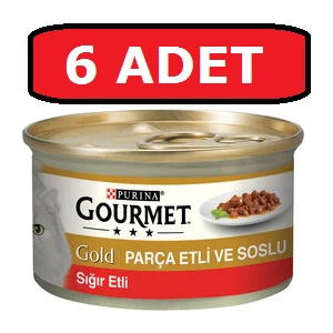 Gourmet Gold Parça Etli Sığır Kedi Konservesi 6 Adet 85 gr Yaş Mama