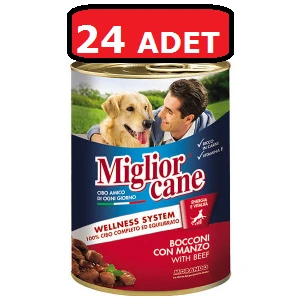 Miglior Cane Biftek Dana Etli Yetişkin Köpek Maması 24 Adet x 405 gr Konserve Yaş Mama