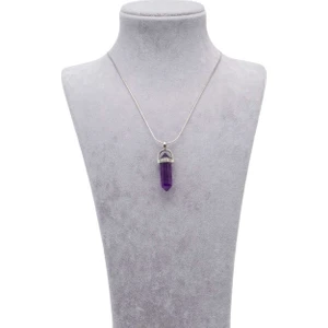 Als Ametist Doğal Taş Kolye + Zincir