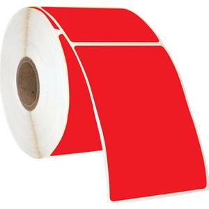 On Roll Paper 75x100 Kırmızı Renkli Termal Barkod Etiketi 500'lü Sarım 6 Rulo Toplam: 3.000 Adet