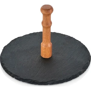 Tab-1134 Ahşap Saplı Orta Yuvarlak Arduvaz Taş 20X20Cm