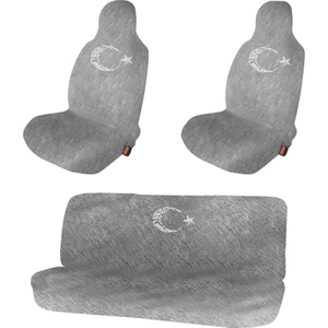 1Araba 1Ev Reno Toros Hatchback Oto Koltuk Koruyucu Kılıf Araba Araç Servis Kılıfı Gri Bayrak Baskılı Ön Arka Set