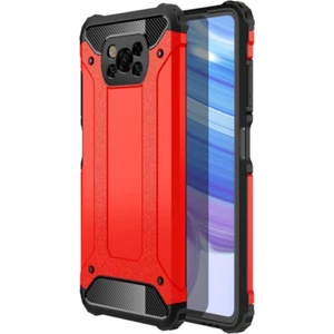 Case World Xiaomi Poco X3 Kapak Çift Katmanlı Zırh Tank Kılıf Kırmızı