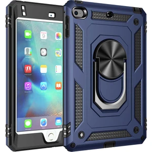 Case World Apple iPad Mini 4 Military Yüzüklü Stantlı Tam Koruma Tank Tablet Kılıf Lacivert