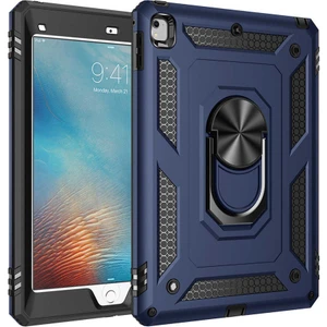 Case World Apple iPad 6 2017 Military Yüzüklü Stantlı Tam Koruma Tank Tablet Kılıf Lacivert