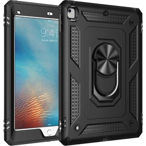 Case World Apple iPad 6 2017 Military Yüzüklü Stantlı Tam Koruma Tank Tablet Kılıf Siyah