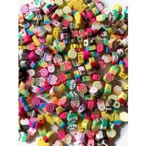 Hedef Bijuteri Polimer Kil Fimo Cupcake Pasta Dondurma Figür Boncuk 50 Adet