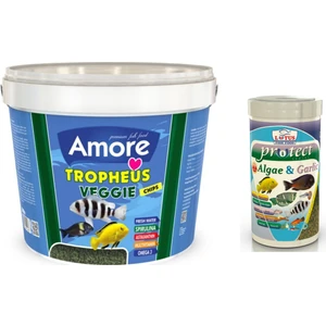 Tropheus Veggie 3 Kg+Lotus Protect Algae Garlic 1000 ml Balık Yemi