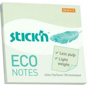Stickn Eco Notes 100 Yaprak Pastel Yeşil Yapışkanlı Not Kağıdı 76 x 76 mm