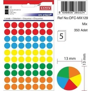 OFC-129 Mıx Color Ofis Etiketi 5 Adet