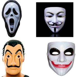 4 Adet Çığlık Vandetta La Casa De Papel ve Joker Maskesi 4'lü Set