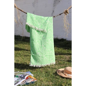 Pamuklu 90 x 180 cm Peştemal Plaj Havlusu Balık Desen Jakarlı