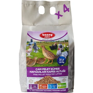 Bonny Nice Bıldırcın Güvercin Keklik Süs Tavukları Kafes Altlığı 2 kg 4 L x 4 Paket