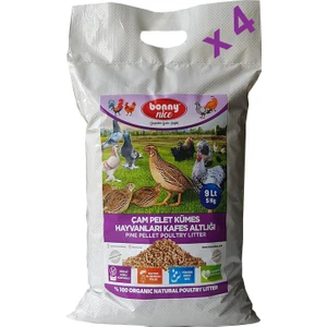 Bonny Nice Bıldırcın Güvercin Keklik Süs Tavukları Kafes Altlığı 5 kg 10 L x 4 Paket
