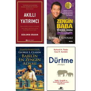 Akıllı Yatırımcı + Zengin Baba Yoksul Baba + Babil'in En Zengin Adamı + Dürtme (Nudge) - 4 Kitap Set