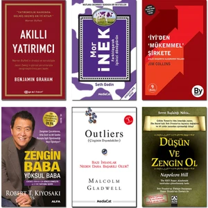 Akıllı Yatırımcı + Mor Inek + Iyiden Mükemmel Şirkete + Zengin Baba Yoksul Baba + Outliers (Çizginin Dışındakiler) + Düşün ve Zengin Ol - 6 Kitap Set