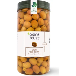 Organik Teyze Edremit Çizik Yeşil Zeytin (201-230, XL) 1 kg