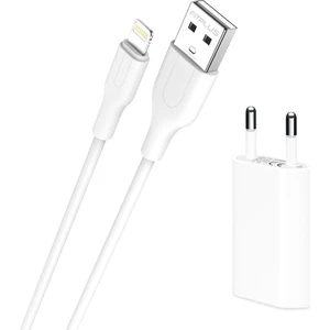 Fitplus Bianca Seri Şarj Aleti ve Lightning Kablo Set 1.1A FT-803 Beyaz
