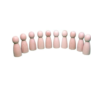 Kırtkırt Ahşap  Montessori Peg Bebek Mini İnsancık Boyasız 10'lu Set