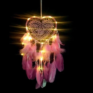 Istoc Trend Led Işıklı Pembe Kalp Düş Rüya Kapanı Dream Catcher